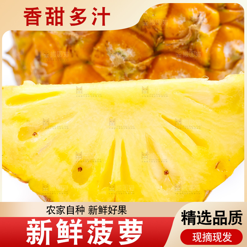 白底上放着新鲜菠萝