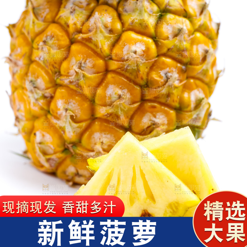 白底上放着新鲜菠萝