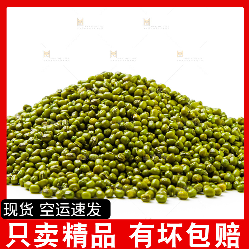 新鲜绿豆放在白底上