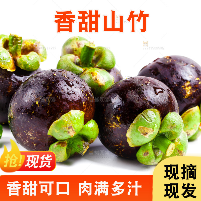 新鲜山竹放在白底上