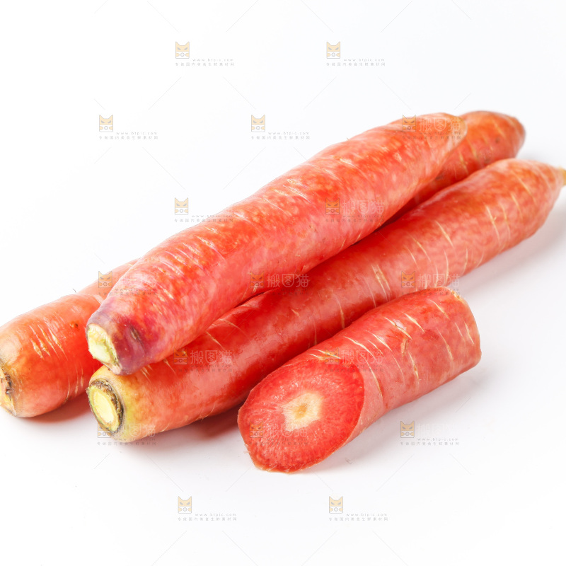 白底上的红胡萝卜
