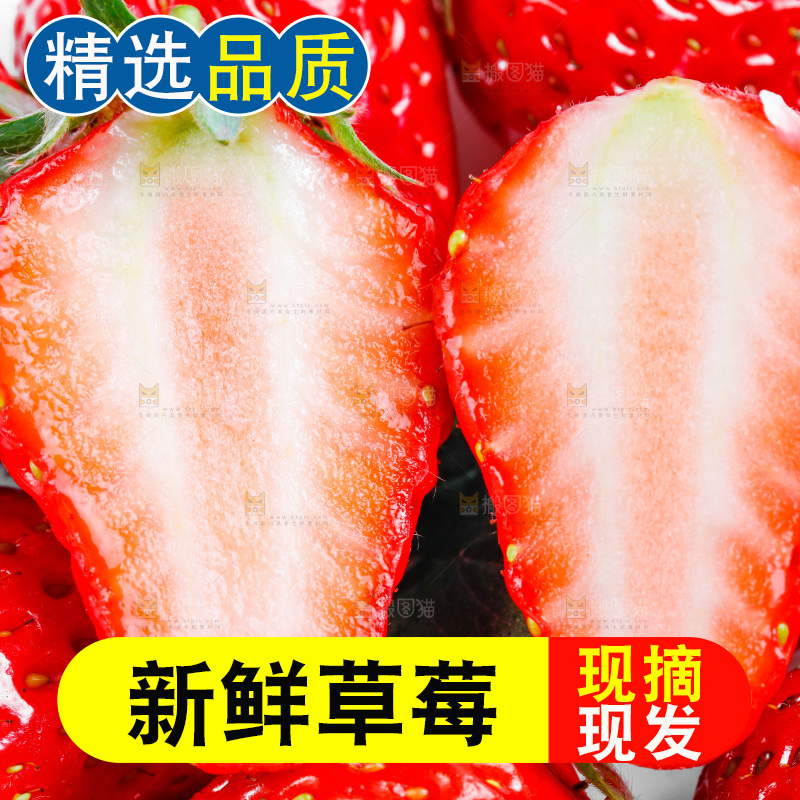 丹东草莓放在白底上