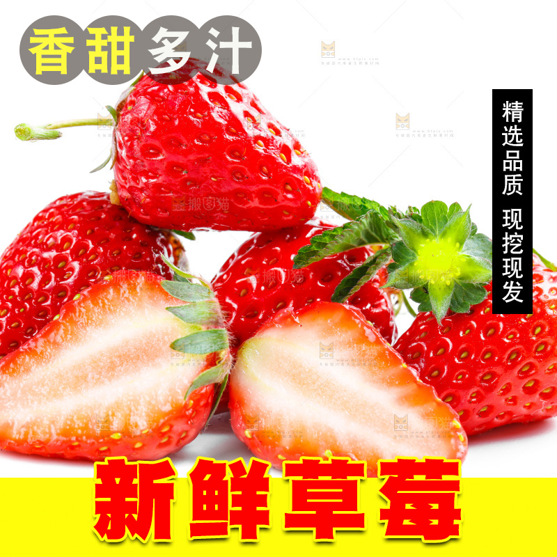 白底上的丹东草莓