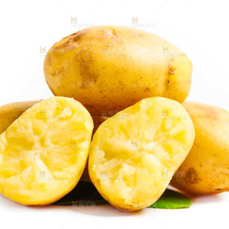白底上的黄心土豆