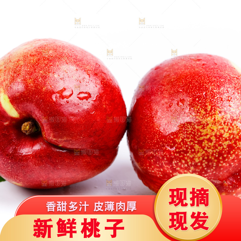 新鲜油桃放在白底上