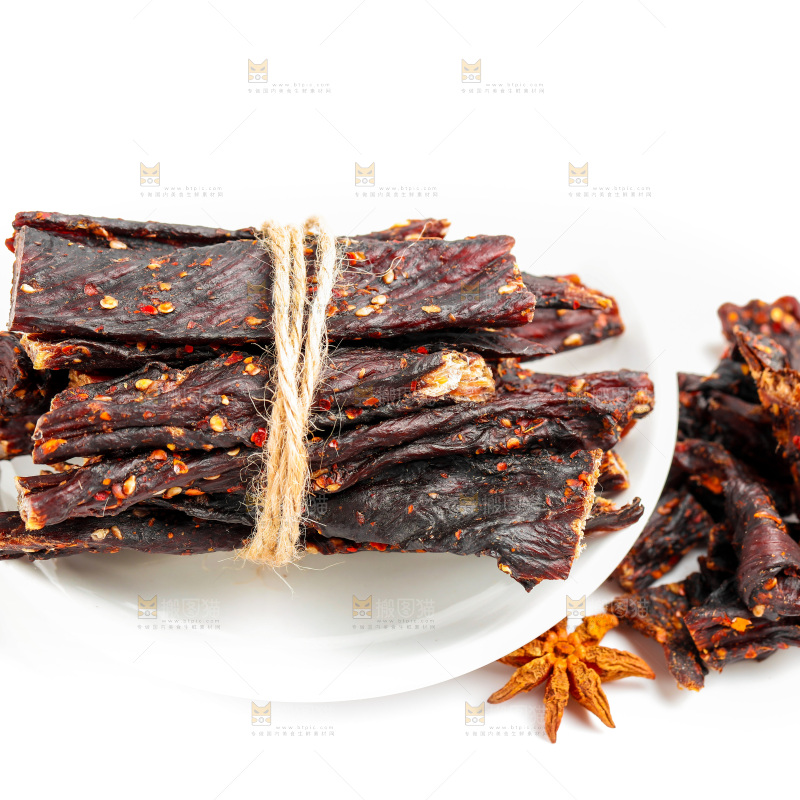 白底上的牛肉条