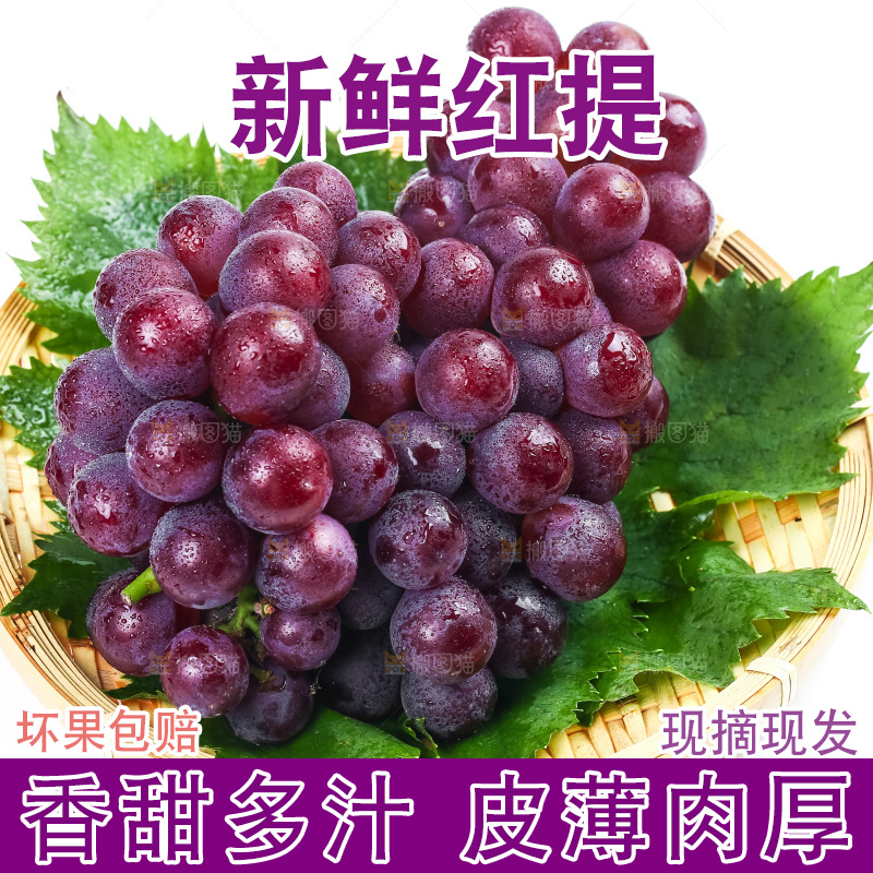 篮子里装着红提