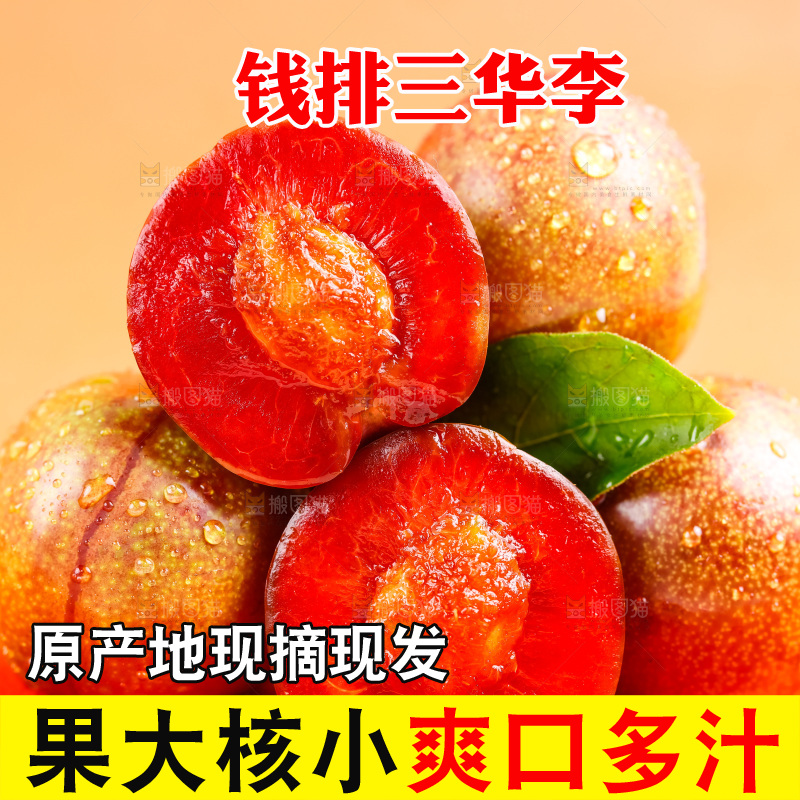 浅底上摆放着红肉三华李