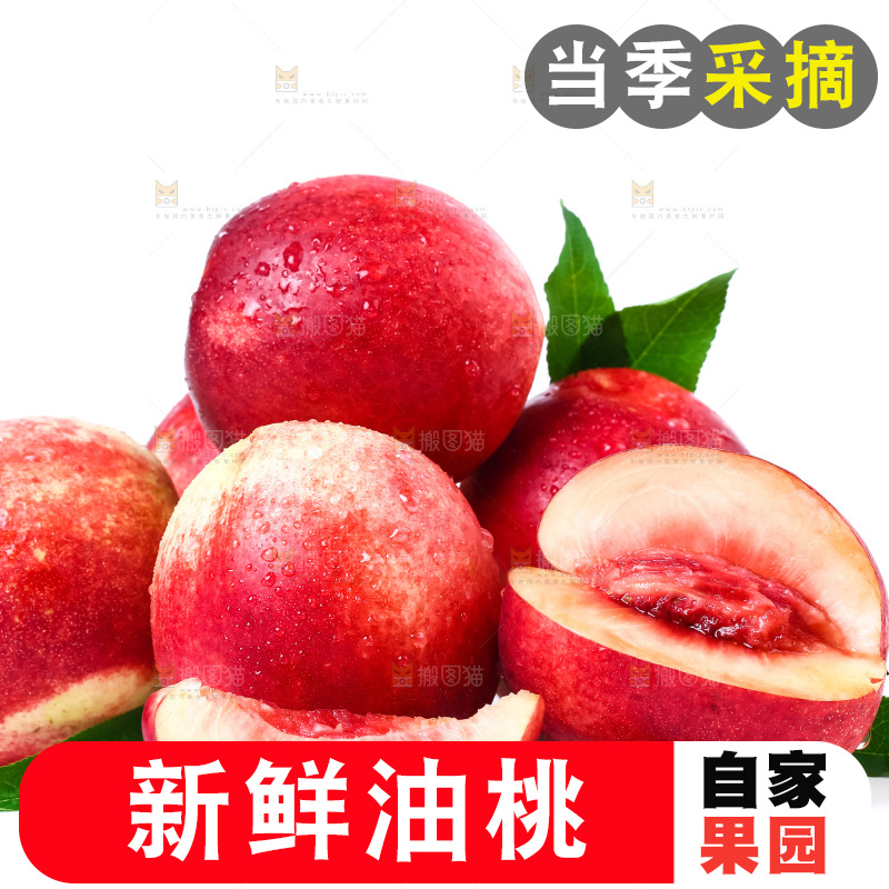 白底上摆放着新鲜油桃