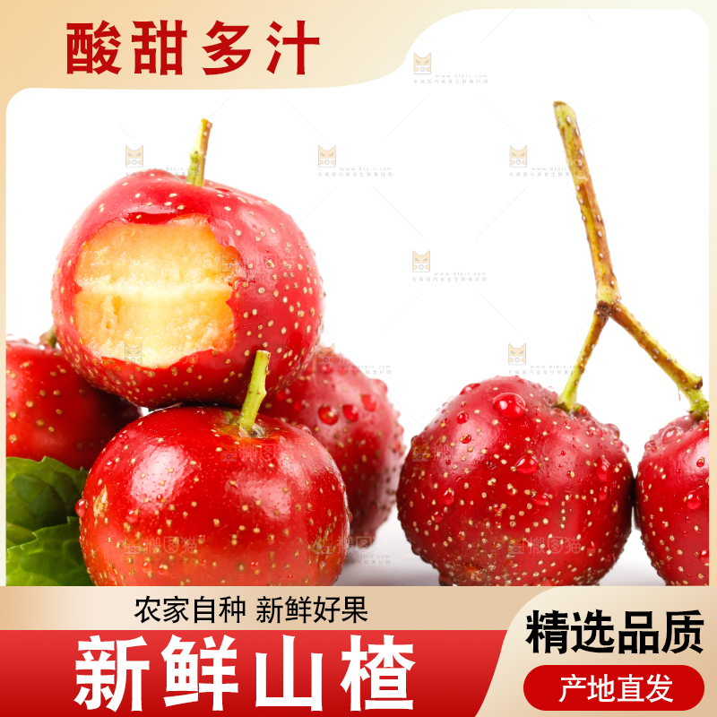 白底上放着一堆山里红果