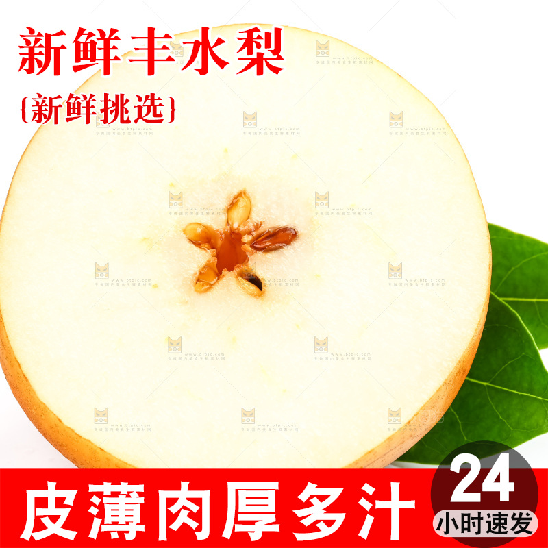 白底上摆放着山东丰水梨