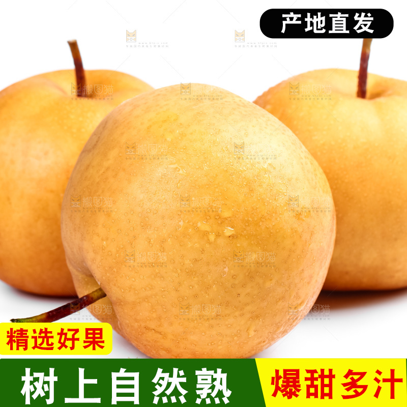 白底上摆放着丰水梨