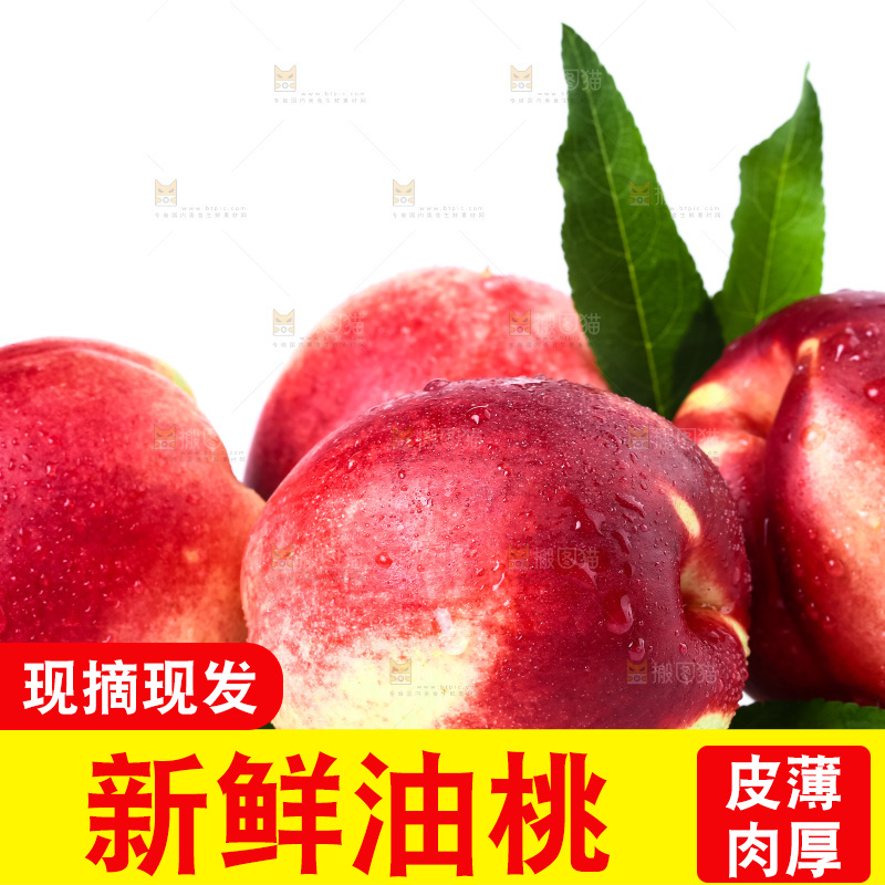 白底上摆放着新鲜油桃