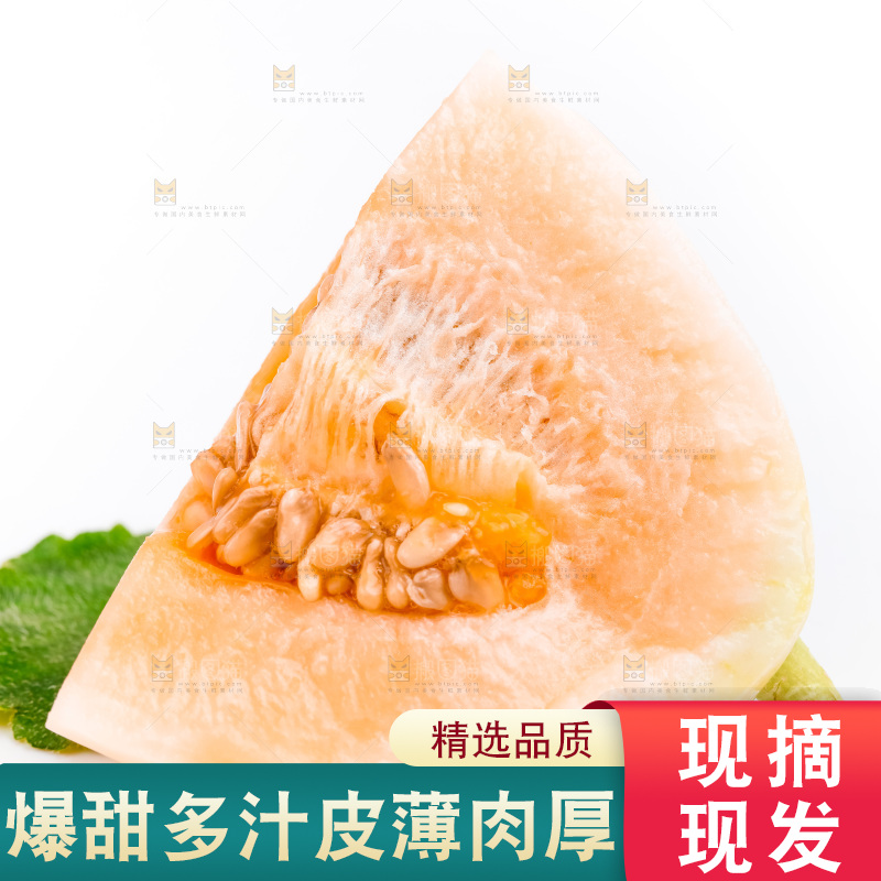 白底上放着山东东方蜜瓜切块