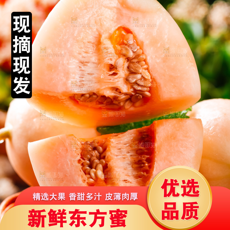 手拿东方蜜瓜切块