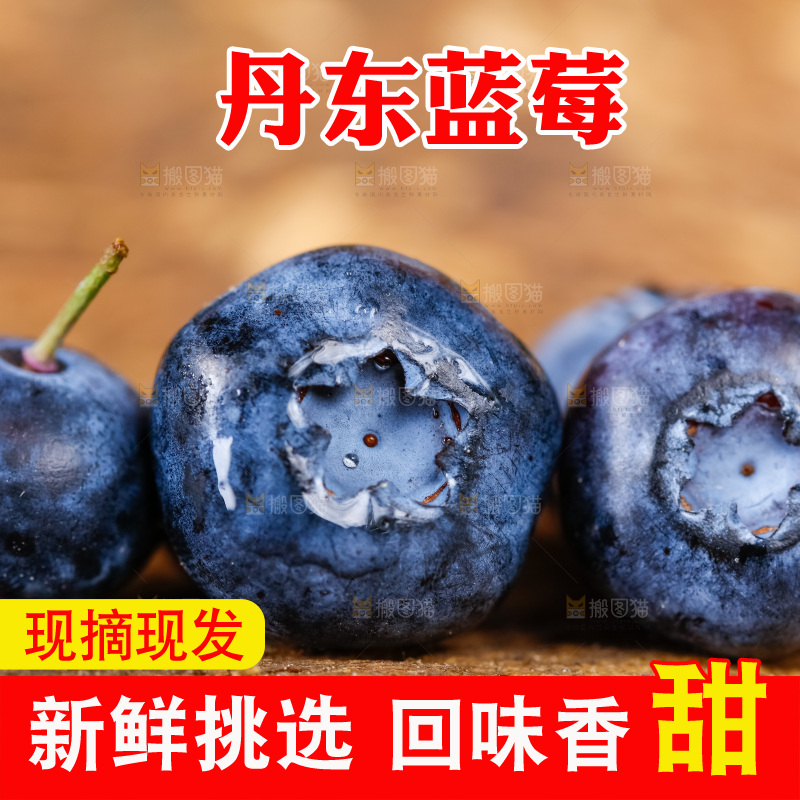 深底上摆放着蓝莓