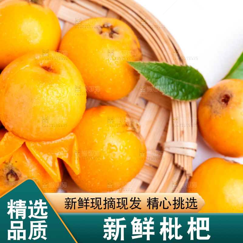 篮子里装着新鲜枇杷