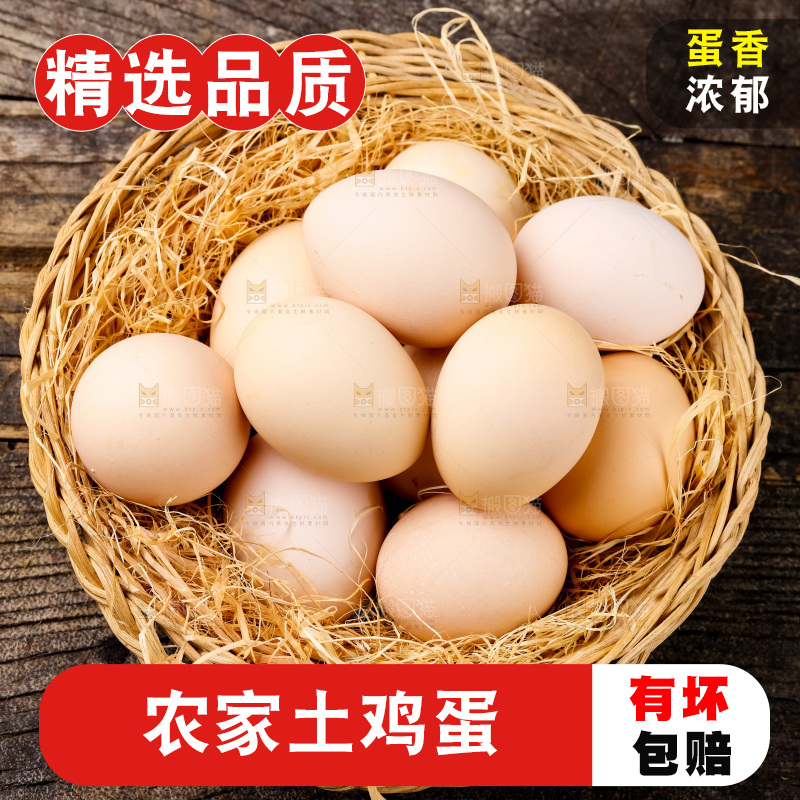 木底上放着新鲜柴鸡蛋