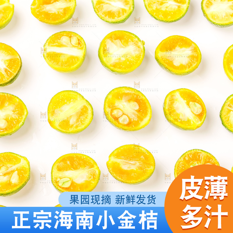 白底上摆放着小金桔