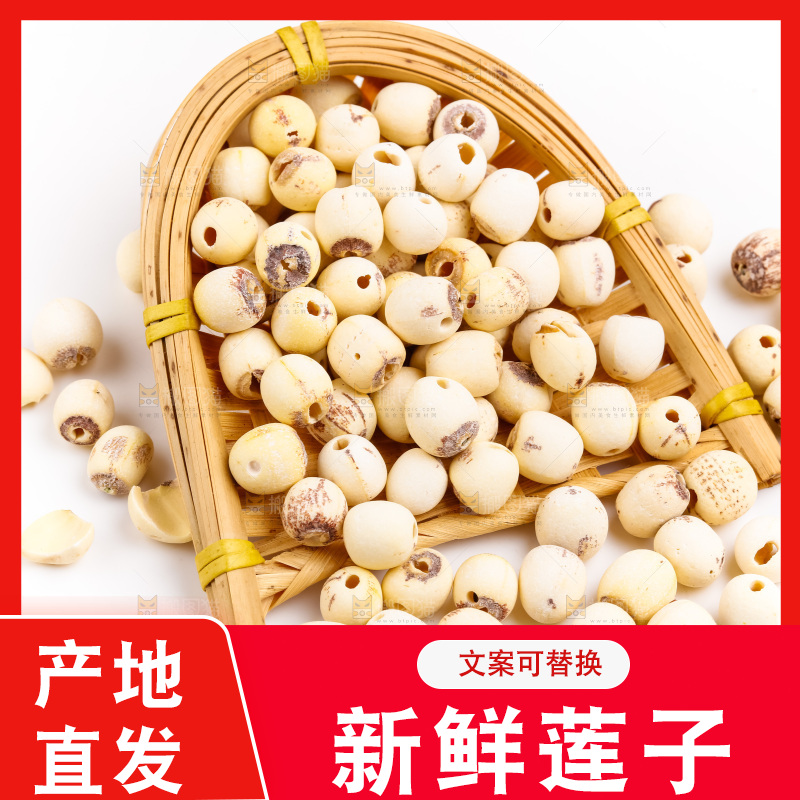 一盘江西白莲子放在白底上