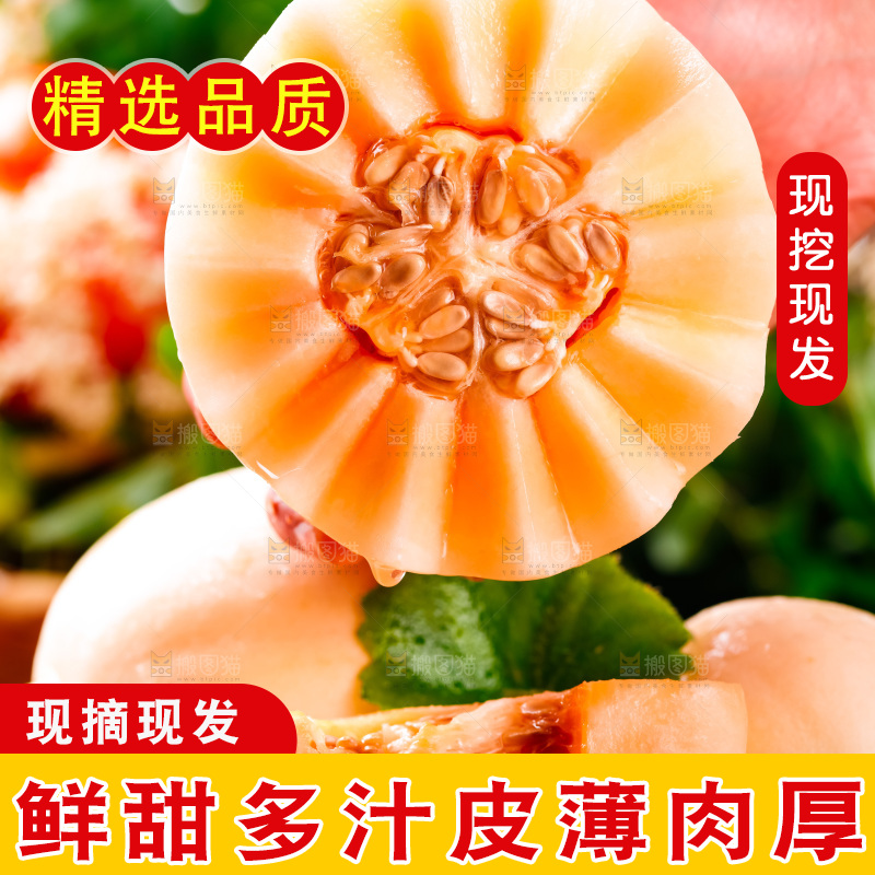 手拿东方蜜瓜切块