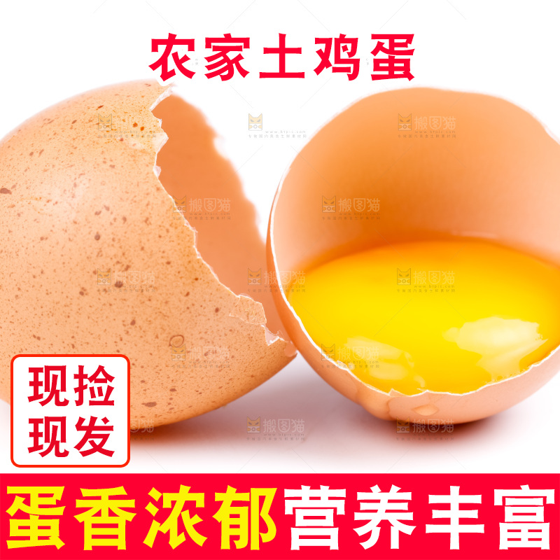 新鲜土鸡蛋放在白底上