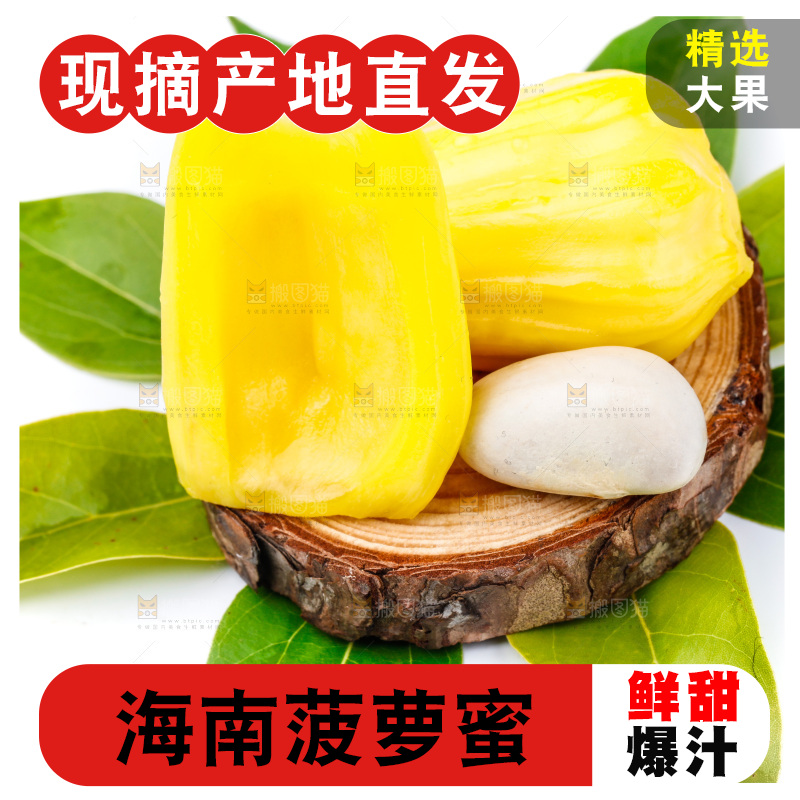 白底上的黄肉菠萝蜜