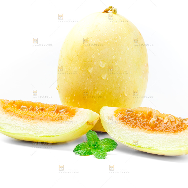 白底上的黄皮香瓜