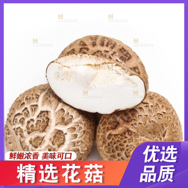 白底上放着花菇