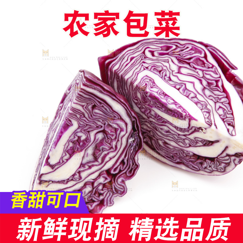白底上放着紫包菜