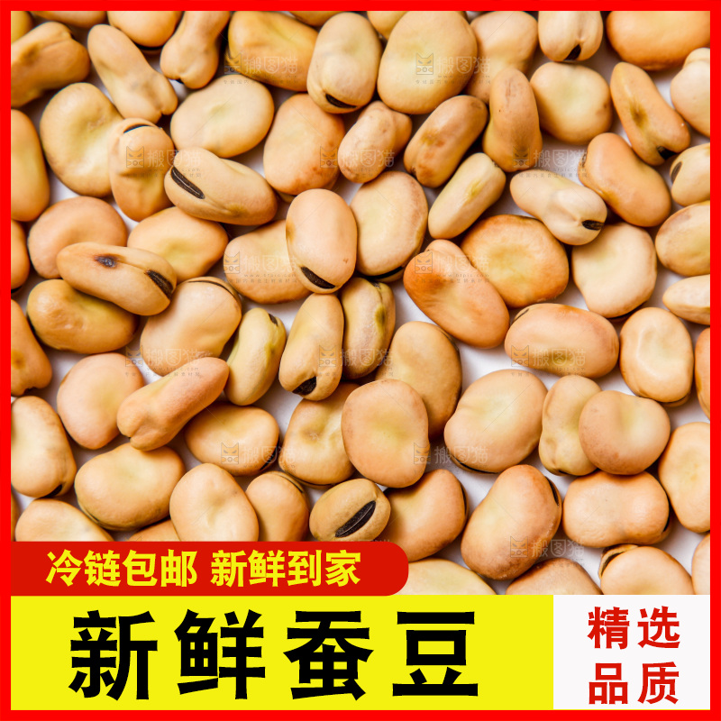 白底上放着蚕豆