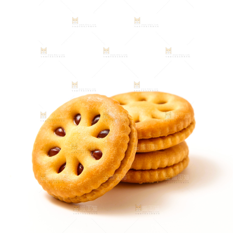 白底上的果酱夹心饼干