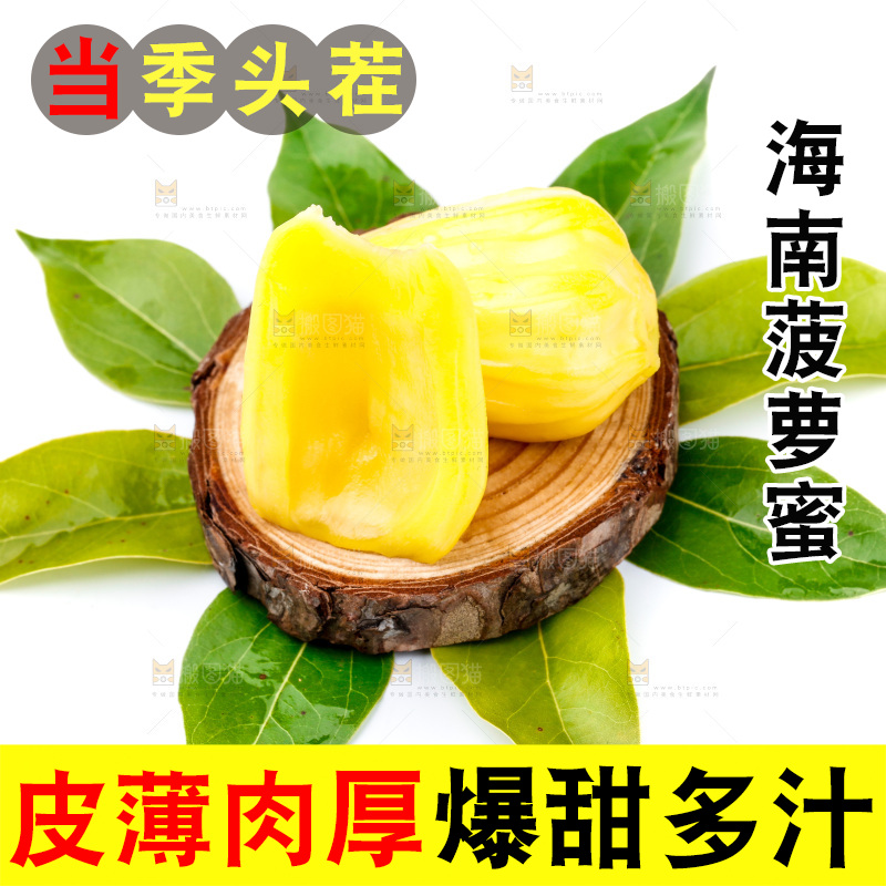 白底上的黄肉菠萝蜜