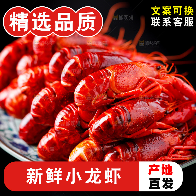 黑底上的清蒸小龙虾