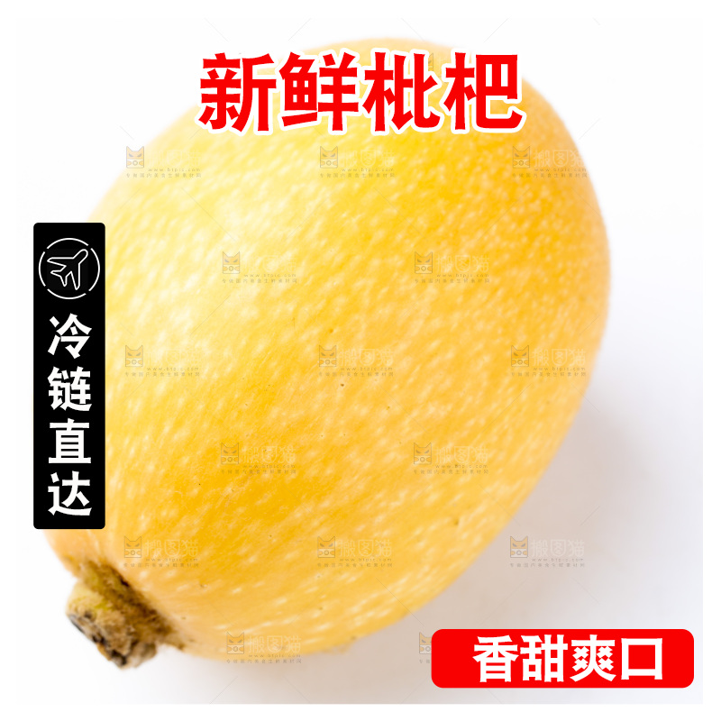 白底上放着新鲜枇杷