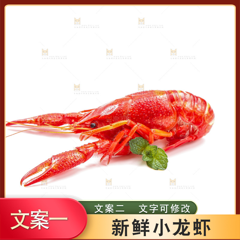 白底上放着清蒸小龙虾
