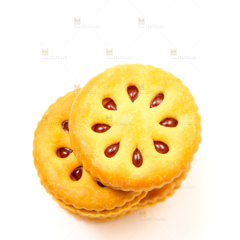 白底上的果酱夹心饼干