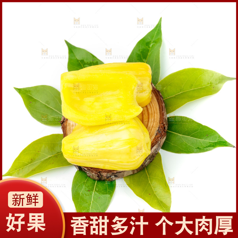 白底上的黄肉菠萝蜜