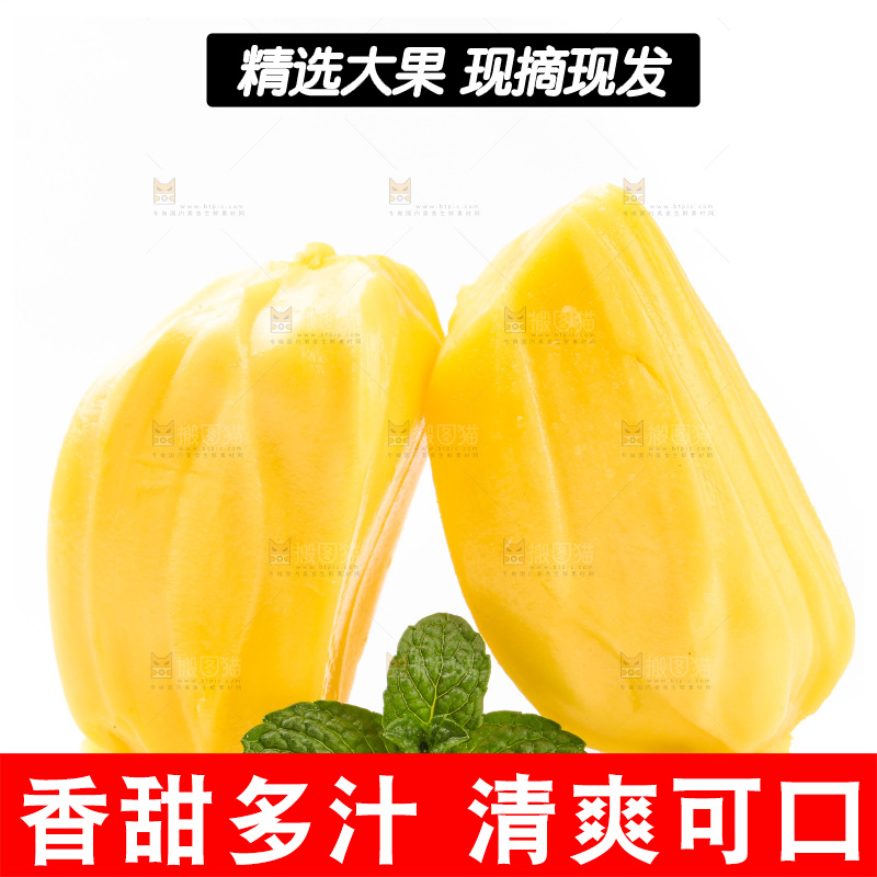 白底上的黄肉菠萝蜜