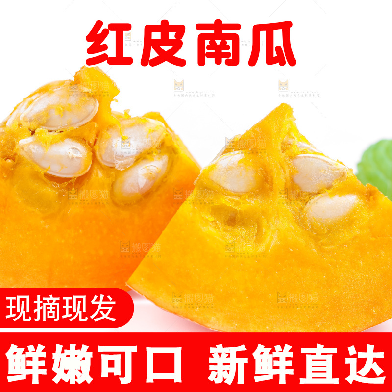 白底上摆放着红贝贝南瓜