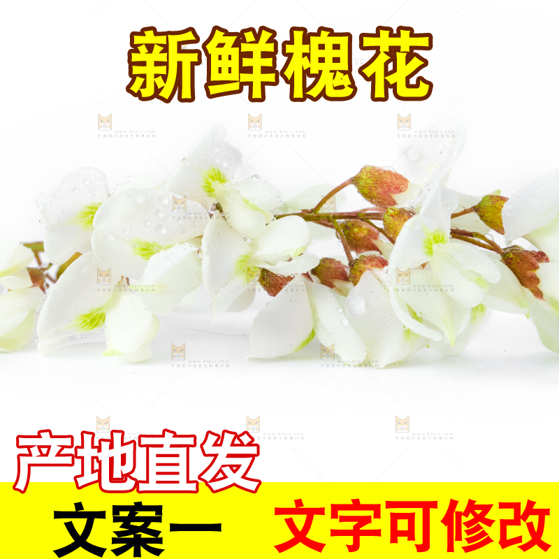 白底上放着槐花