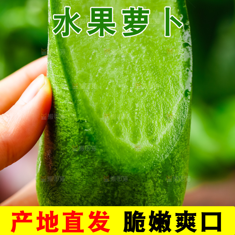 手上拿着斜切的绿萝卜