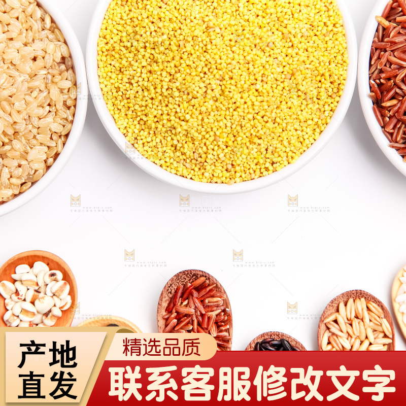 白底上的五谷食材组合