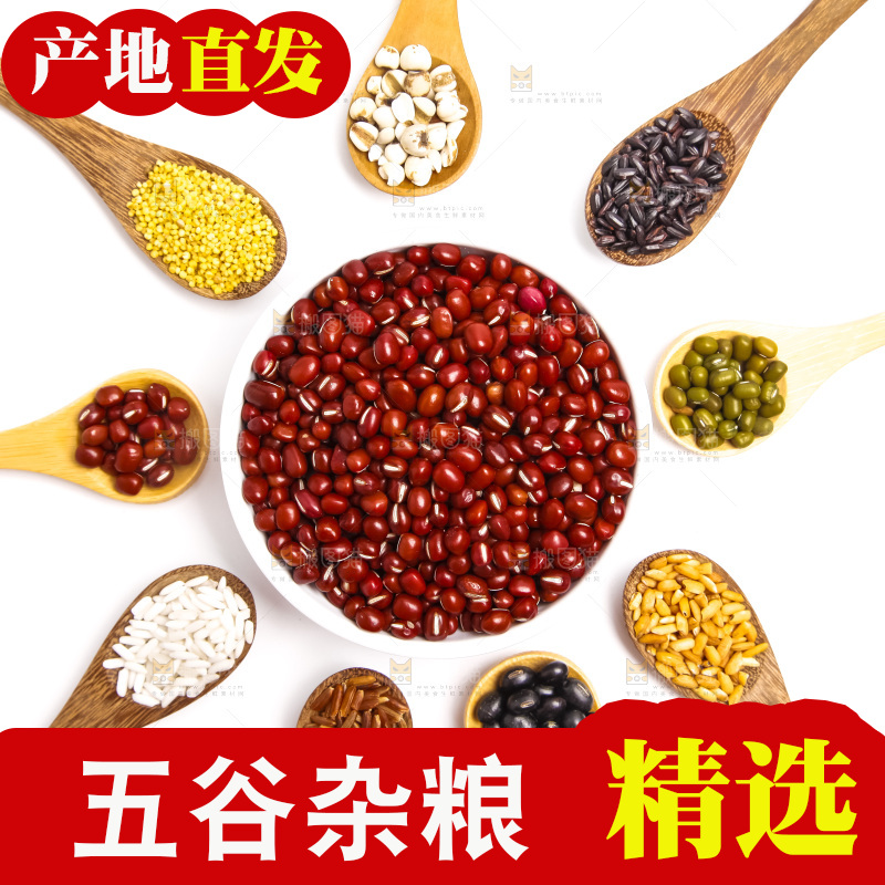 白底上的五谷食材