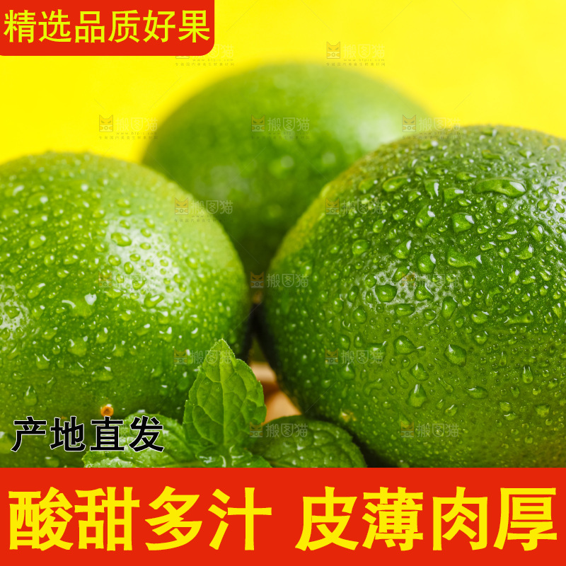 黄底上放着青柠檬