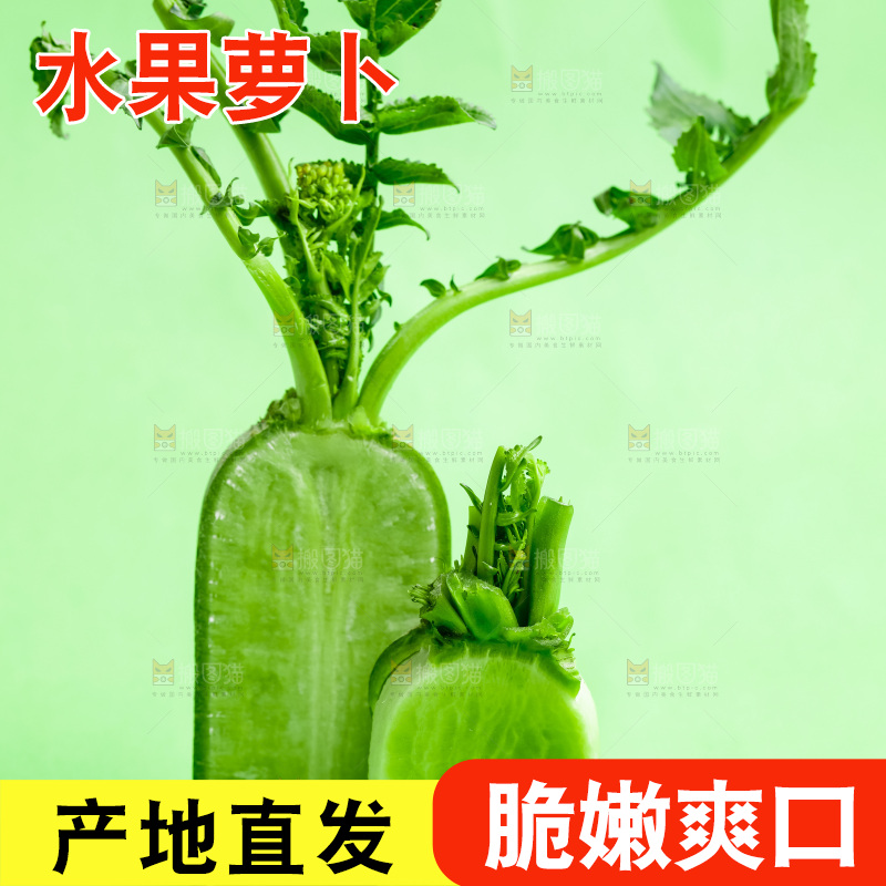 绿底上放着绿萝卜