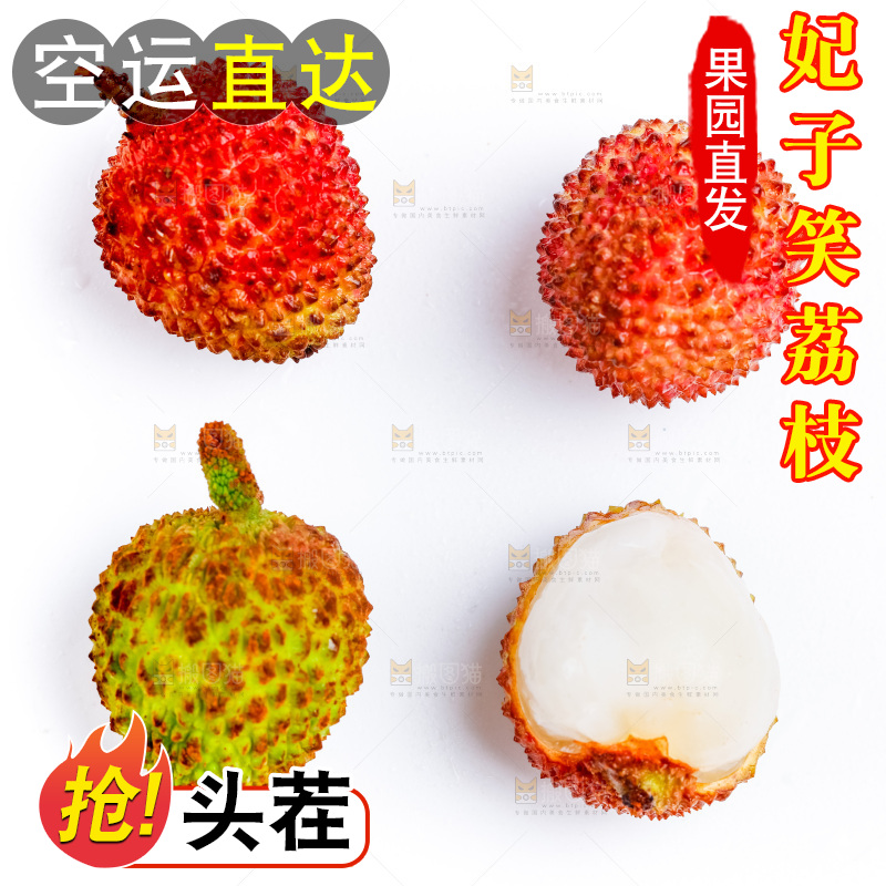 白底上放着四颗海南妃子笑