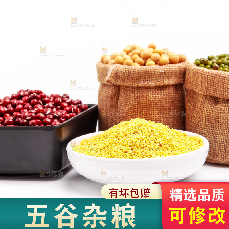 白底上的五谷杂粮组合