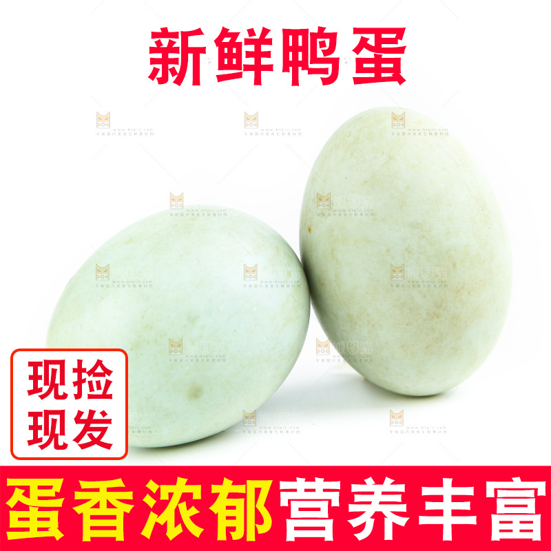 白底上的新鲜鸭蛋