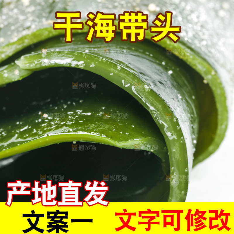 白底上摆放着新鲜海带